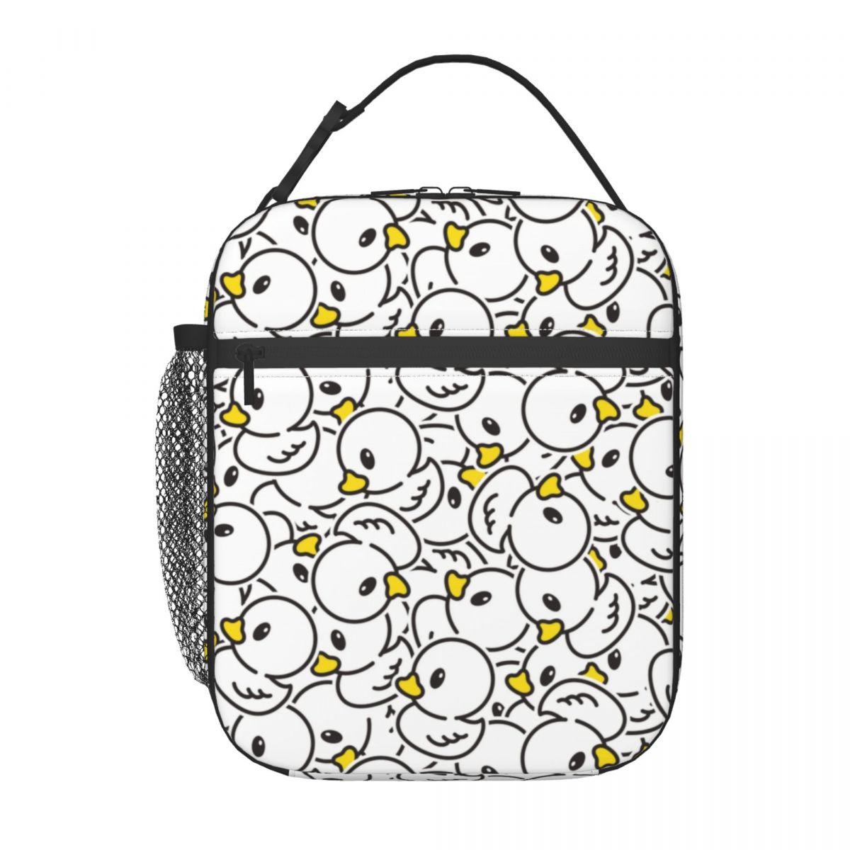Food Storage Yellow - Benutzerdefinierte gelbe bunte Gummi-Enten-Muster-Lunchtasche für Damen,