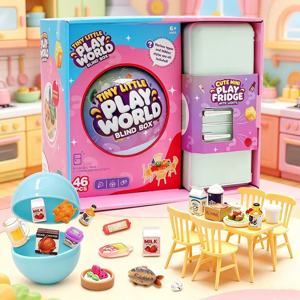 Food Storage Kits - 4-Farben Mini-Kühlschrank Blind Box Spielzeug-Set |