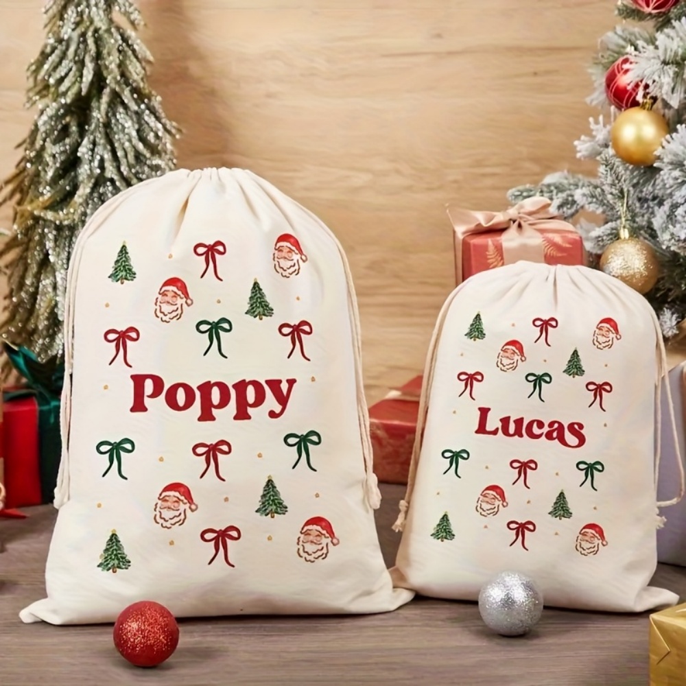 Food Storage Plant - Personalisierter Einfacher Weihnachtsmann & Weihnachtsschleife Kordelzugbeutel,