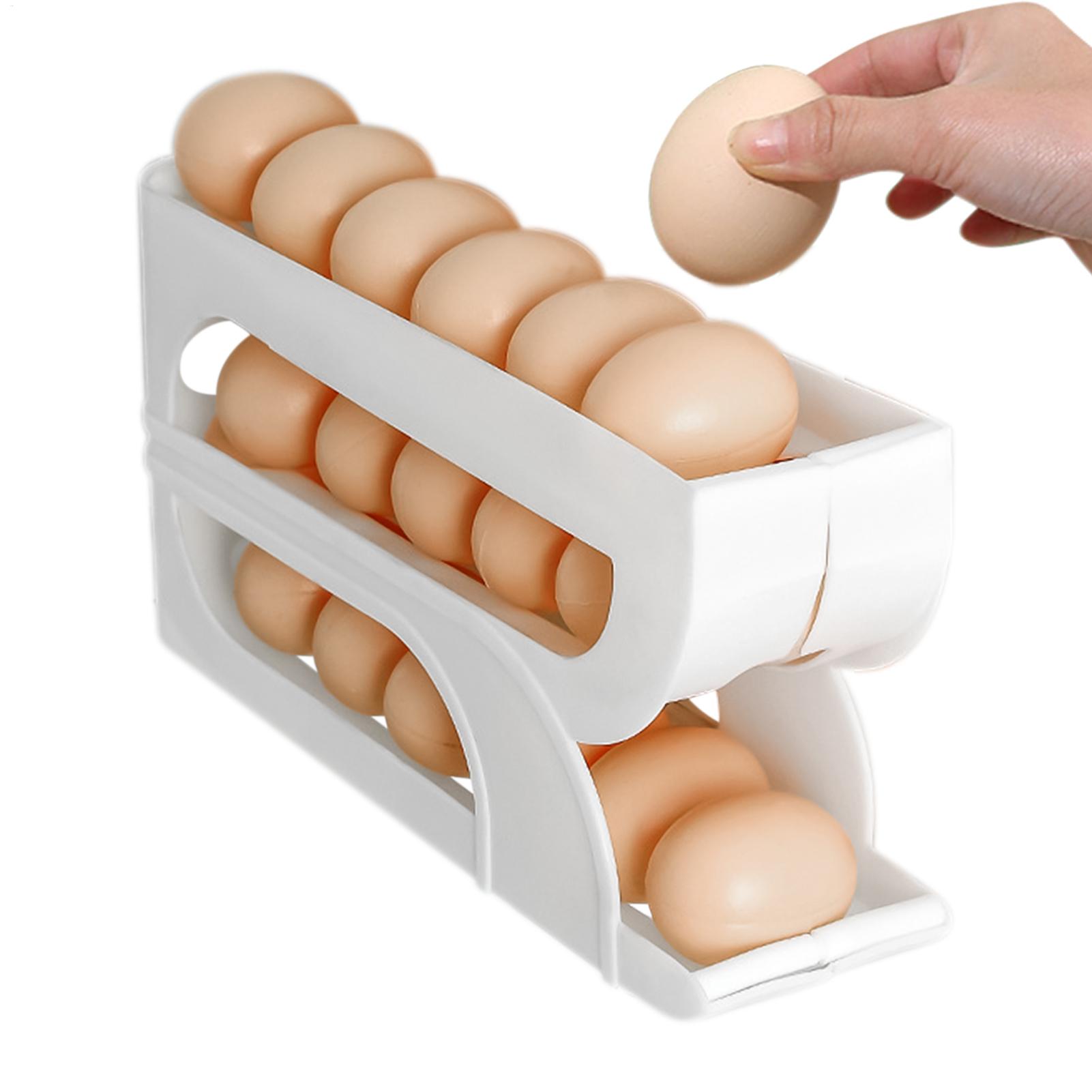 Food Storage Yellow - Eierhalter für Kühlschrank 3-stöckig Automatischer Rollender