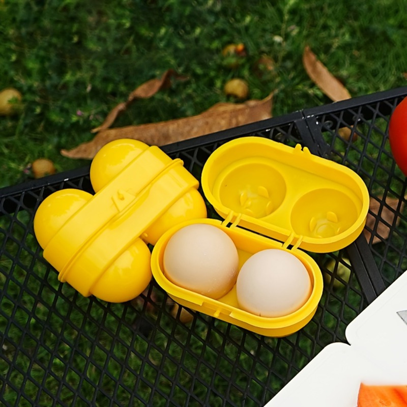 Food Storage Yellow - Gelbe Eier-Aufbewahrungsbox, Haushalts-Kühlschrank-Eierhalter, Reise-Frühstücks-Eierkarton, Tragbarer Camping-Eierschutzbehälter