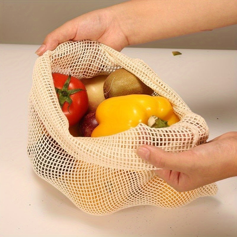 Produce Bag Reusable Mesh - 1 Stück wiederverwendbare Baumwoll-Mesh-Beutel, Mesh-Aufbewahrungsbeutel mit