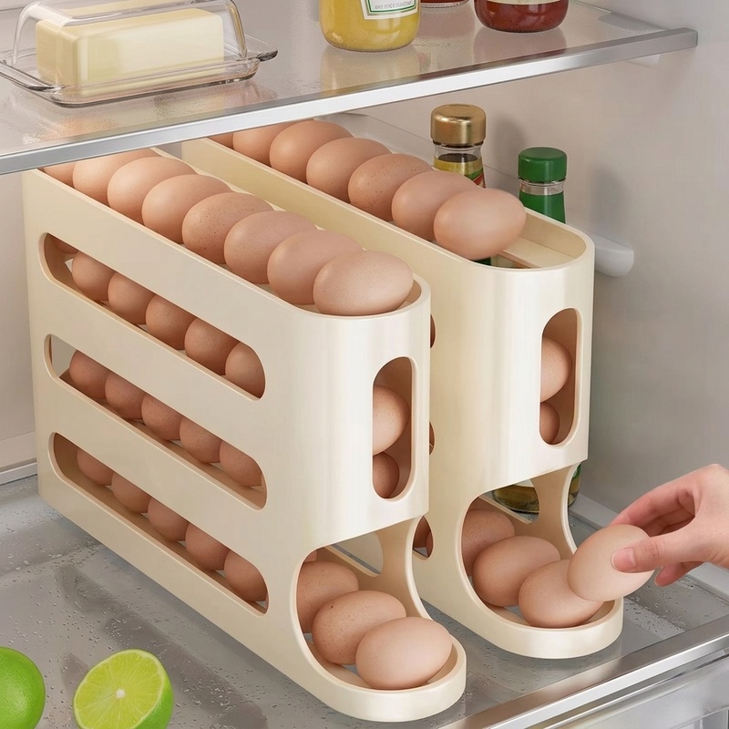 Food Storage Eggs - 4-Schichtige Eier-Aufbewahrungsbox im Leiterstil für Kühlschrank-Seitentür