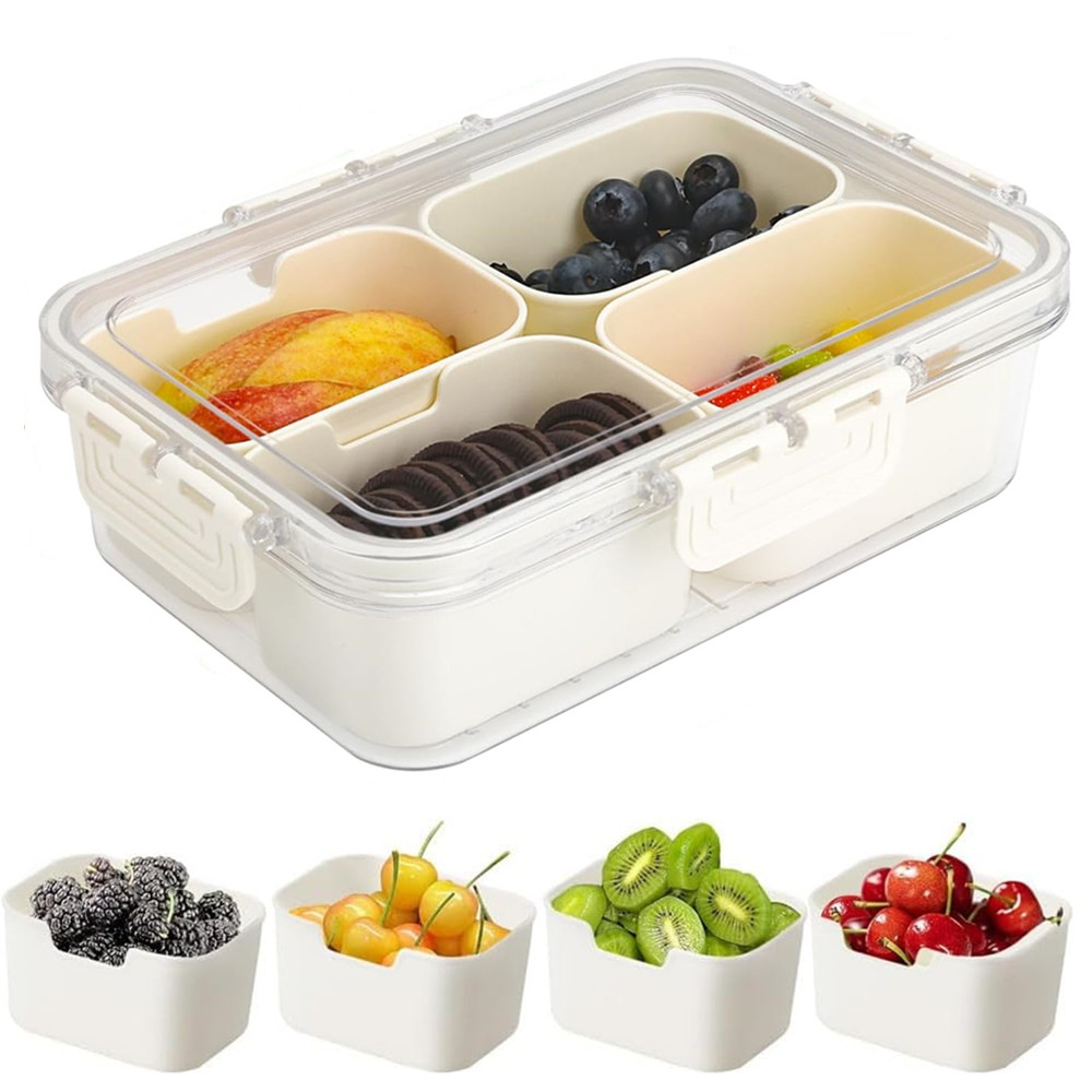 Food Storage And Preservation - Tragbare Lebensmittel-Aufbewahrungsbox, Snackbox, 4 Fächer mit