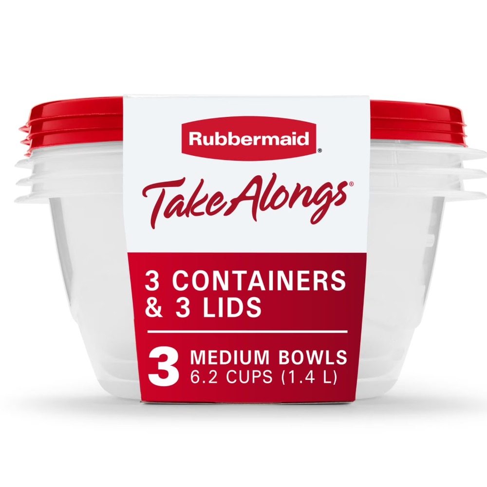 Food Storage Large Plastic Containers - Große Runde Lebensmittelbehälter mit Deckeln, 3er-Set,