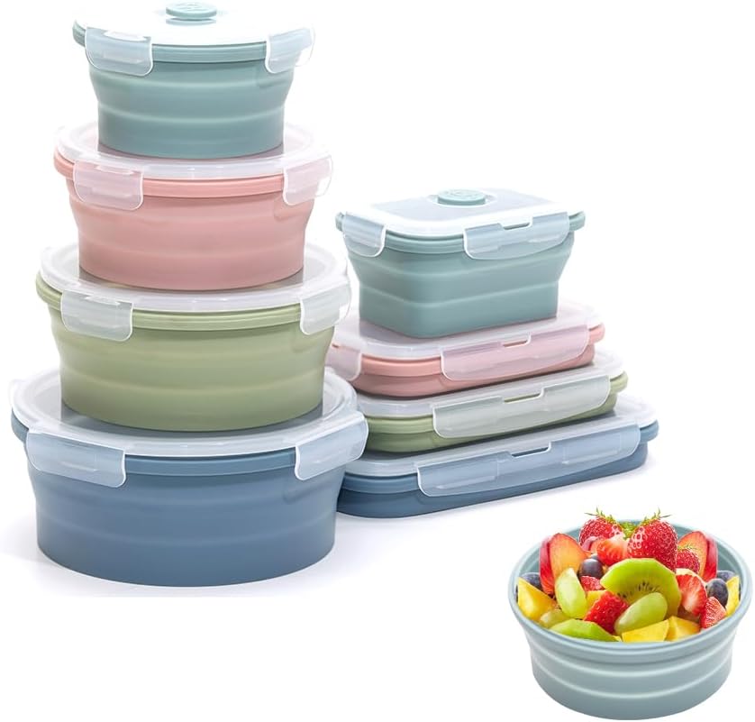 Food Storage Kits - Zusammen klappbarer Silikon-Vorrats behälter für Lebensmittel
