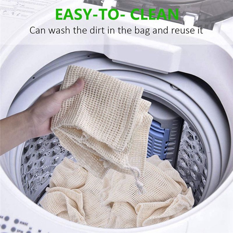 Produce Bag Reusable Mesh - [N84R] 9-teiliges Set Hochwertige Netz-Aufbewahrungsbeutel, Wiederverwendbare