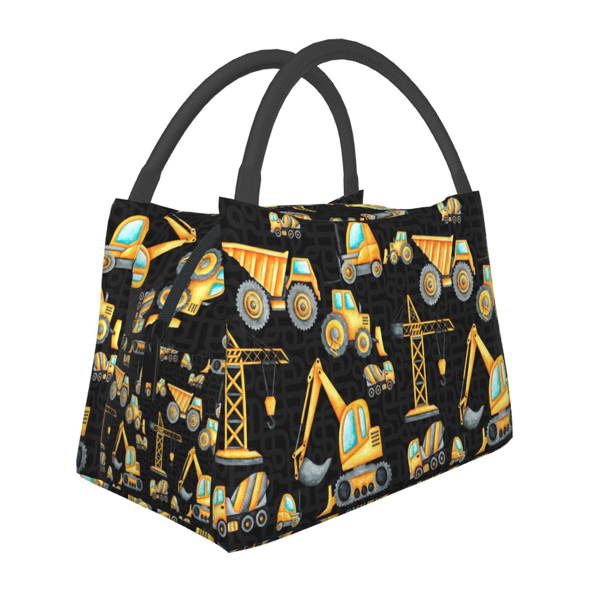 Food Storage Yellow - Isolierte Lunchtasche mit gelben Baufahrzeugen für
