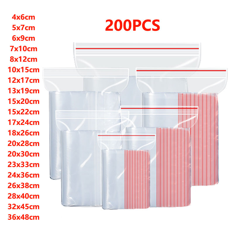 Food Storage Locker - 100/200 Stück kleine Plastiktüten mit Reißverschluss,
