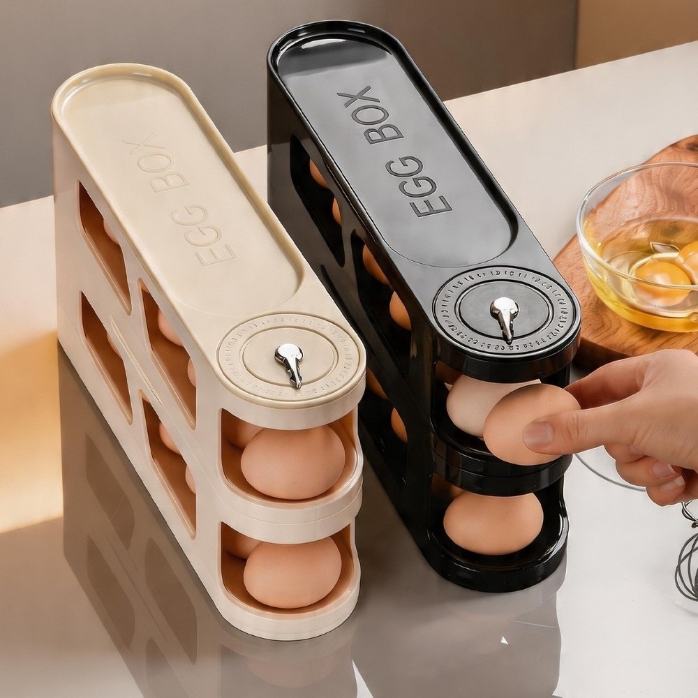 Food Storage Eggs - Große Eier-Aufbewahrungsbox mit Deckel, platzsparend, automatischer