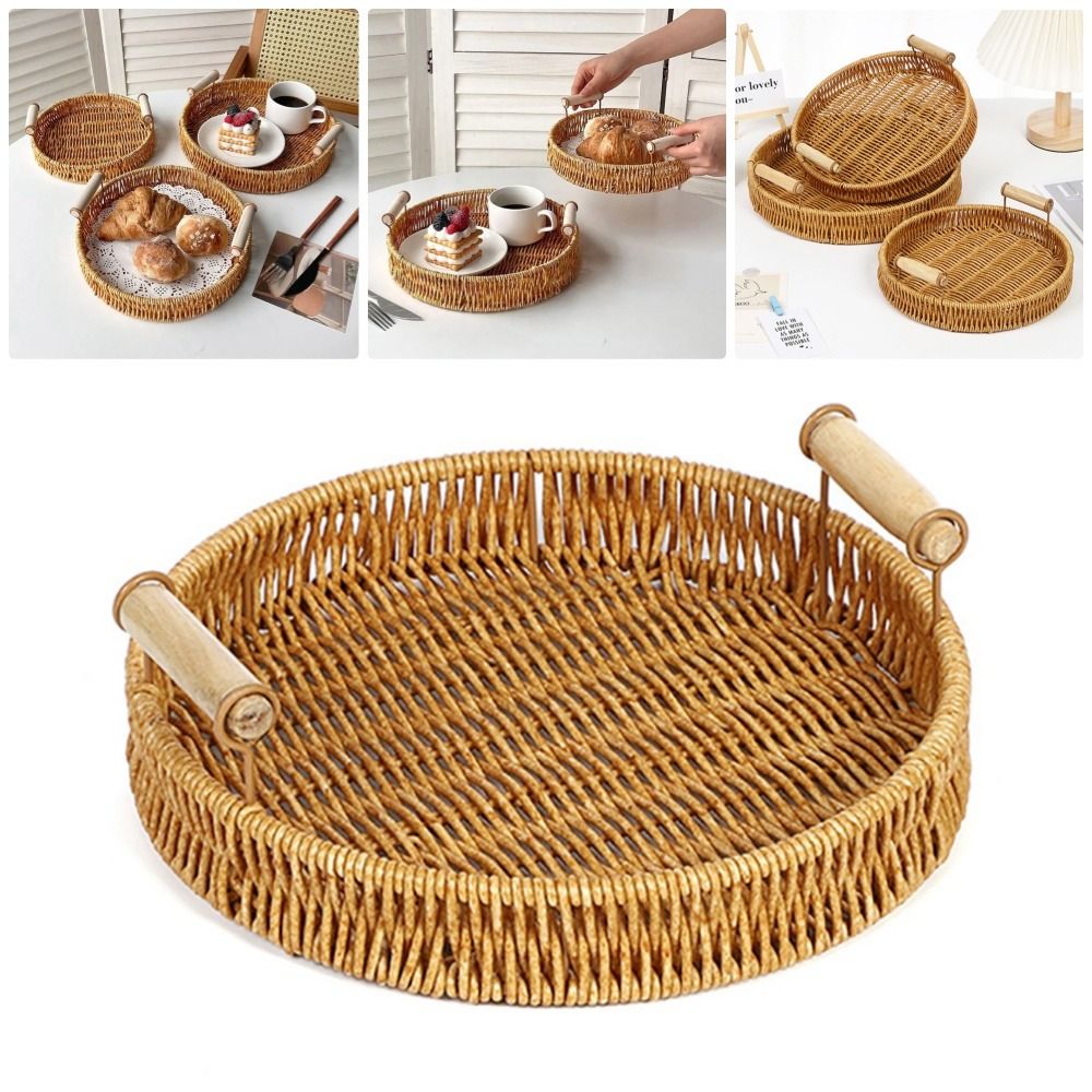 Food Storage Plant - Handgewebter Kunststoff-Rattan-Aufbewahrungskorb in Runder Form für
