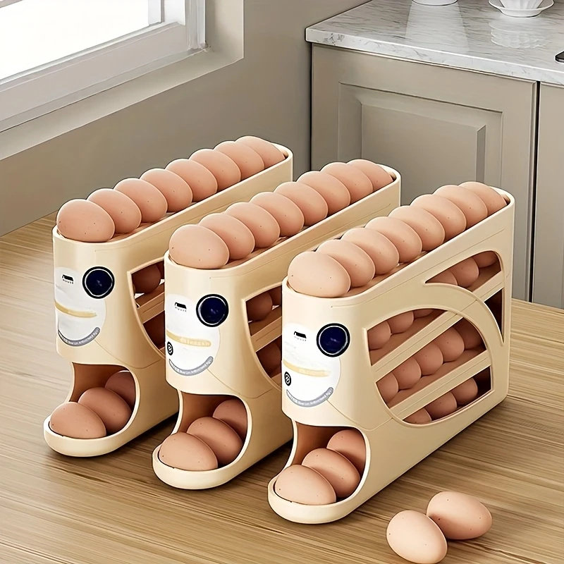 Food Storage Eggs - 2-4-stöckiger rollbarer Eierbehälter für den Kühlschrank,