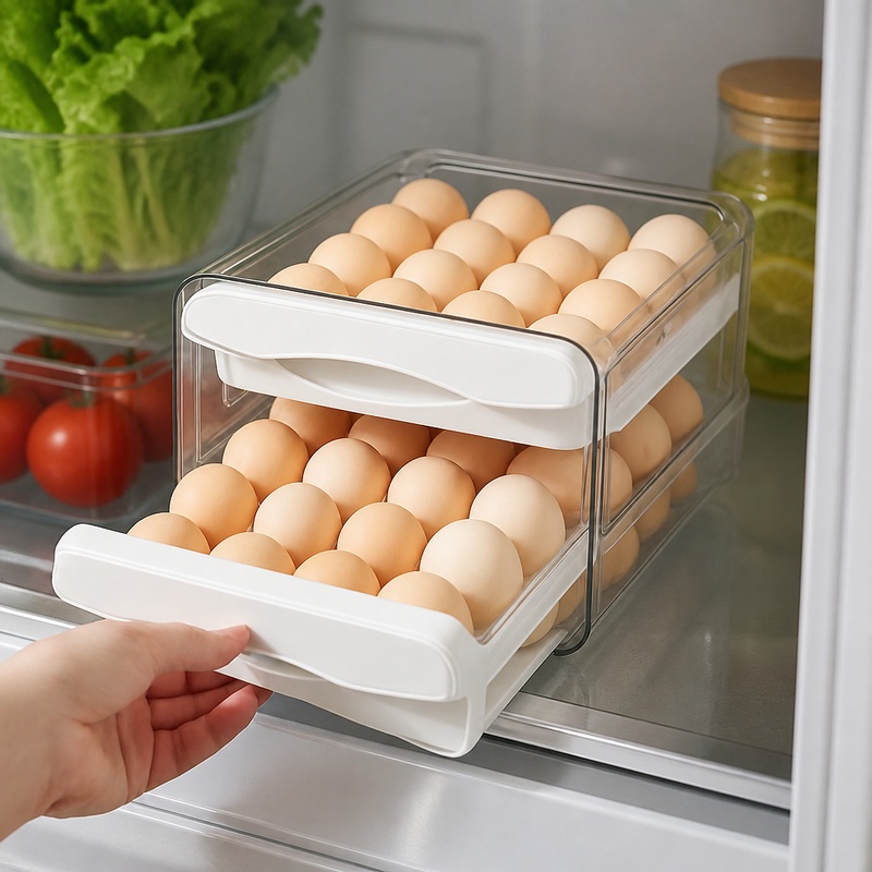 Food Storage Eggs - Zweistufiger Kunststoff-Eieraufbewahrungsbehälter mit großer Kapazität für