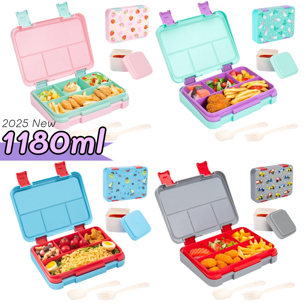 Food Storage Kits - 40 Unzen Bento-Lunchbox-Set mit Cartoon-Muster, auslaufsicher,