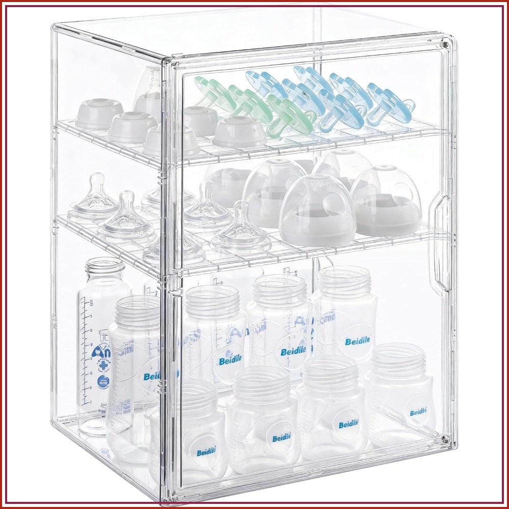 Food Storage Moms - 3-stufiger transparenter Acryl-Babyflaschen-Organizer für Arbeitsplatte &