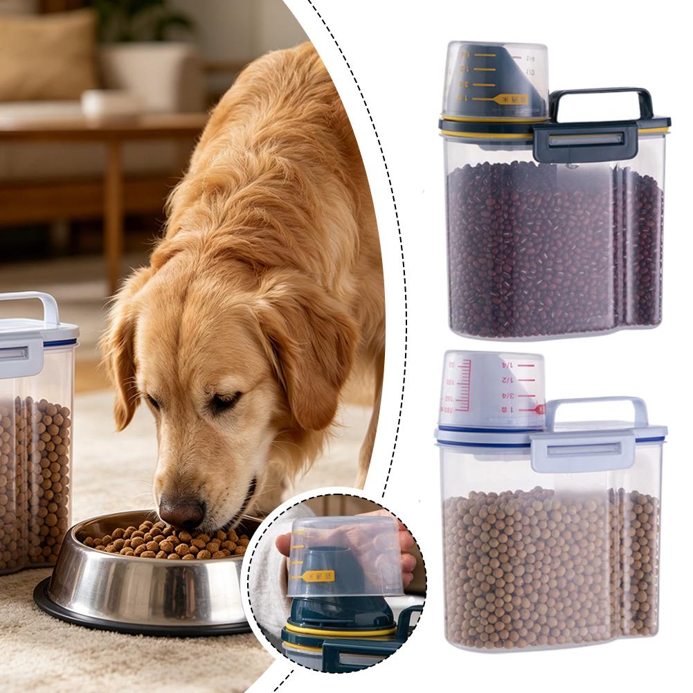 Food Storage No Plastic - Kunststoff-Tierfutter-Aufbewahrungsbehälter mit Messbecher Langlebig, Große Kapazität,