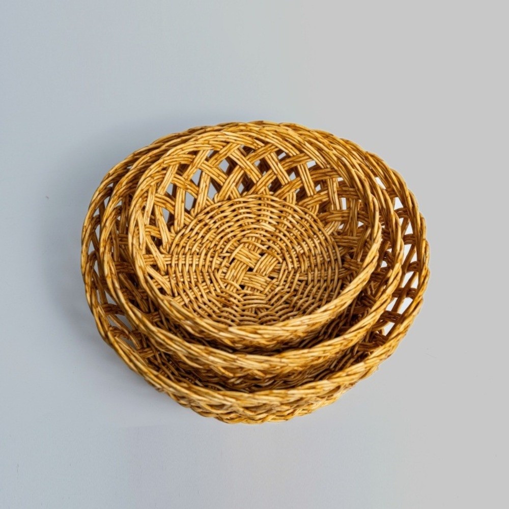 Food Storage Without Plastic - Rattan-ähnlicher Obstkorb im natürlichen Stil, runde