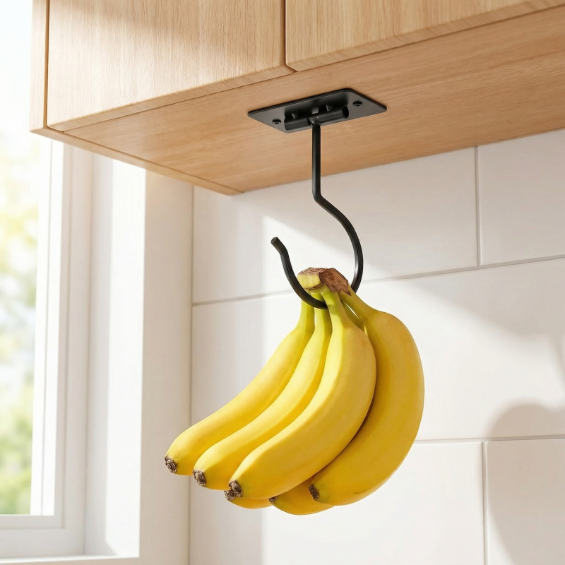 Food Storage And Preservation - Schwarzer Metall-Selbstklebehaken, faltbares Aufbewahrungsregal, platzsparender Küchenschrank-Organizer