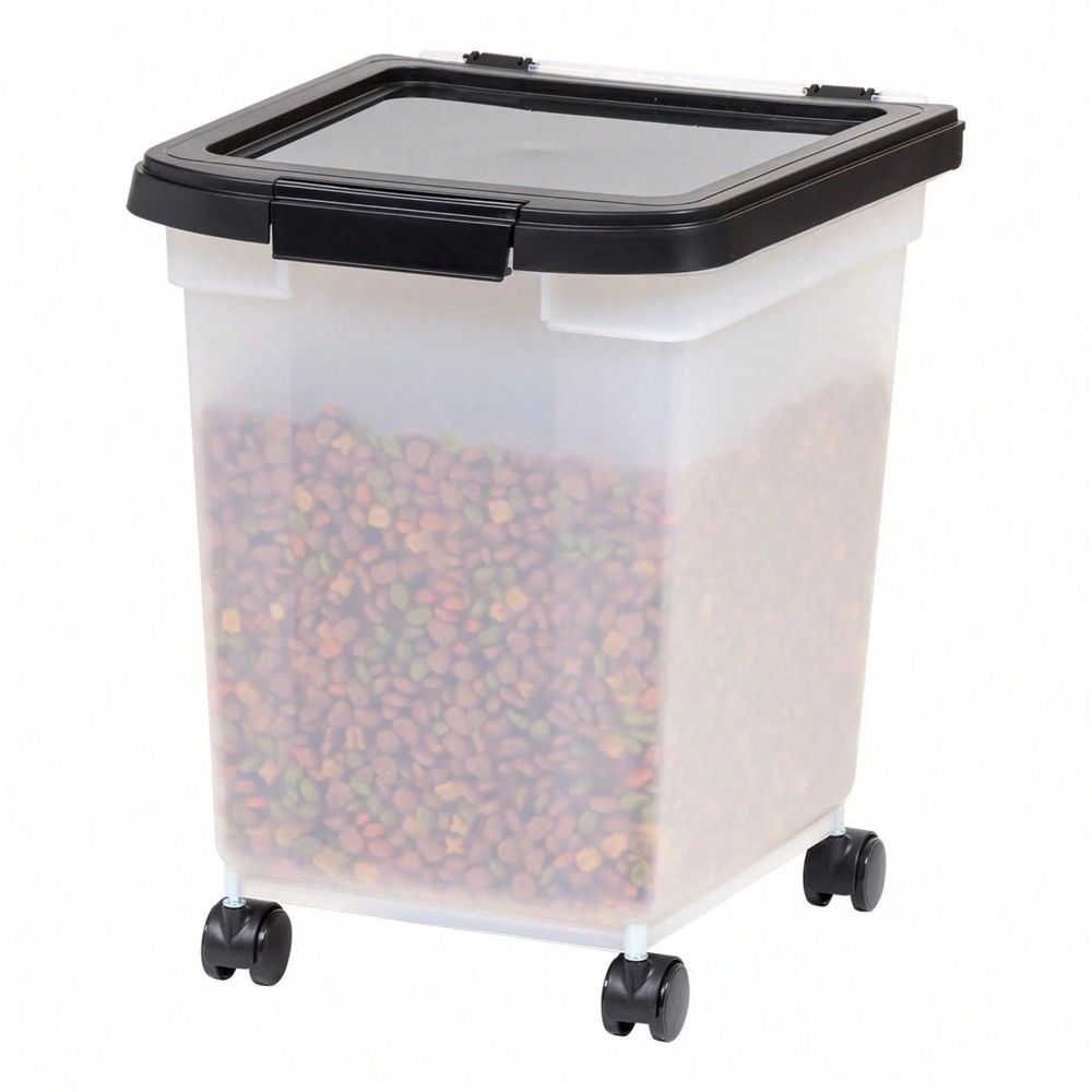 Food Storage No Plastic - Transparenter Kunststoff-Aufbewahrungseimer mit Rädern und Deckel,