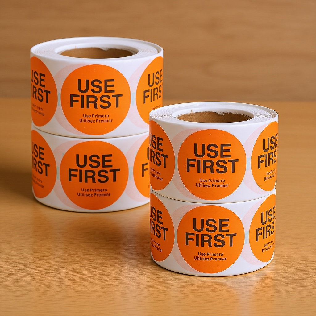 Food Storage Labels - 4 Rollen Inventurkontroll-Etiketten für Lebensmittelservice, Restaurant,