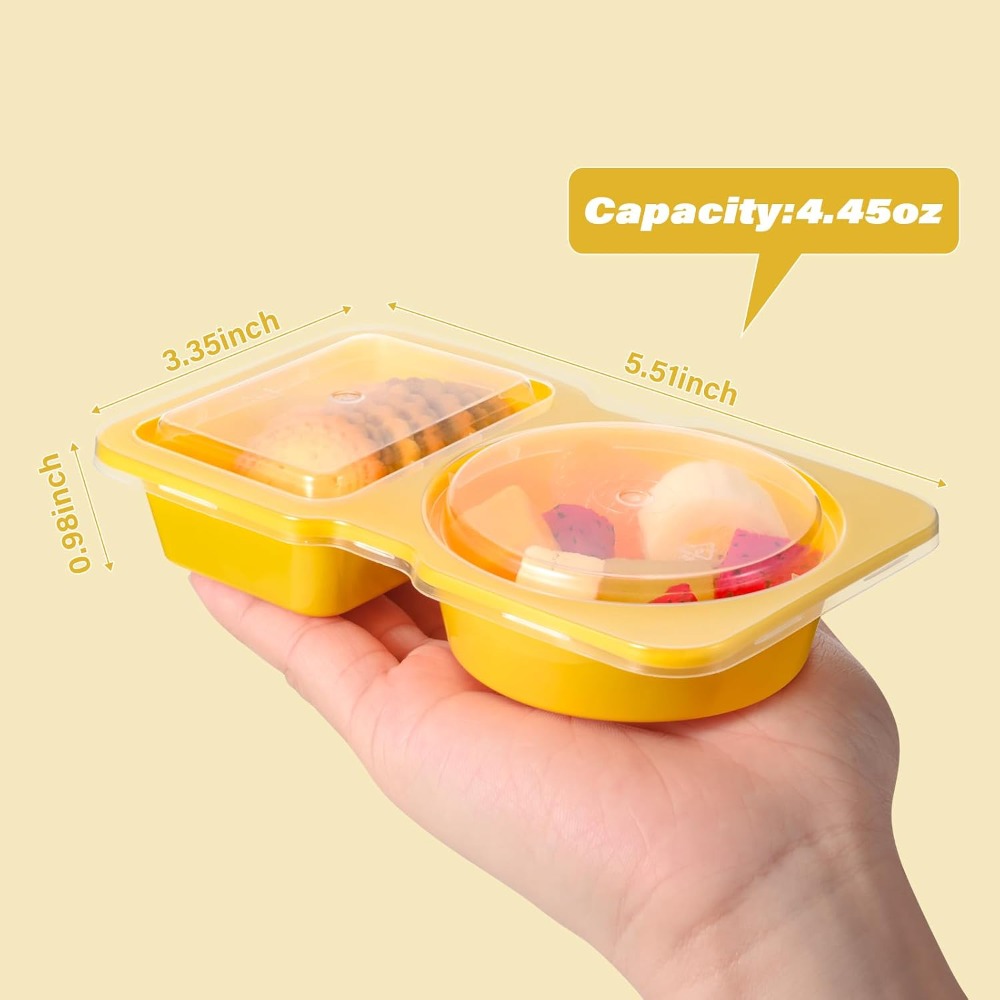 2-Fach Einweg-Plastik-Snackbeh – Food Storage Yellow Bewertung und Preis