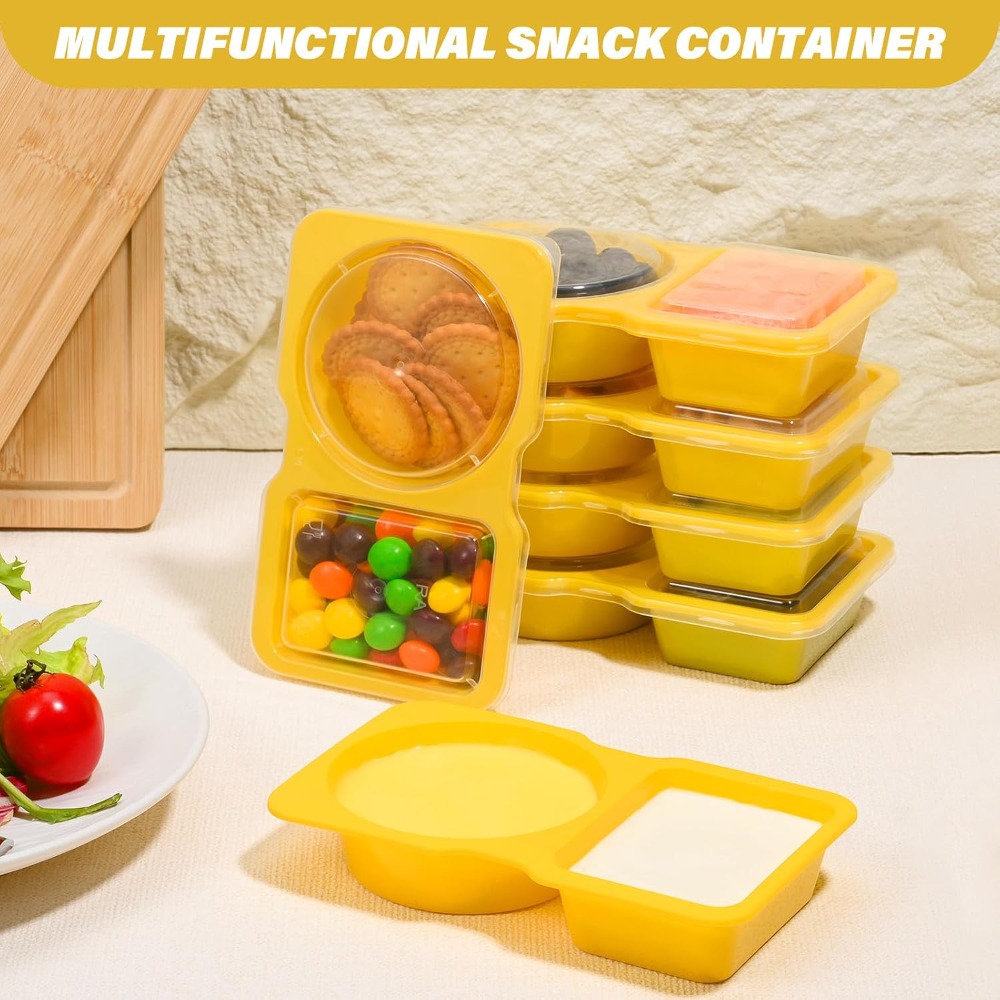 2-Fach Einweg-Plastik-Snackbeh – Food Storage Yellow Bewertung und Preis