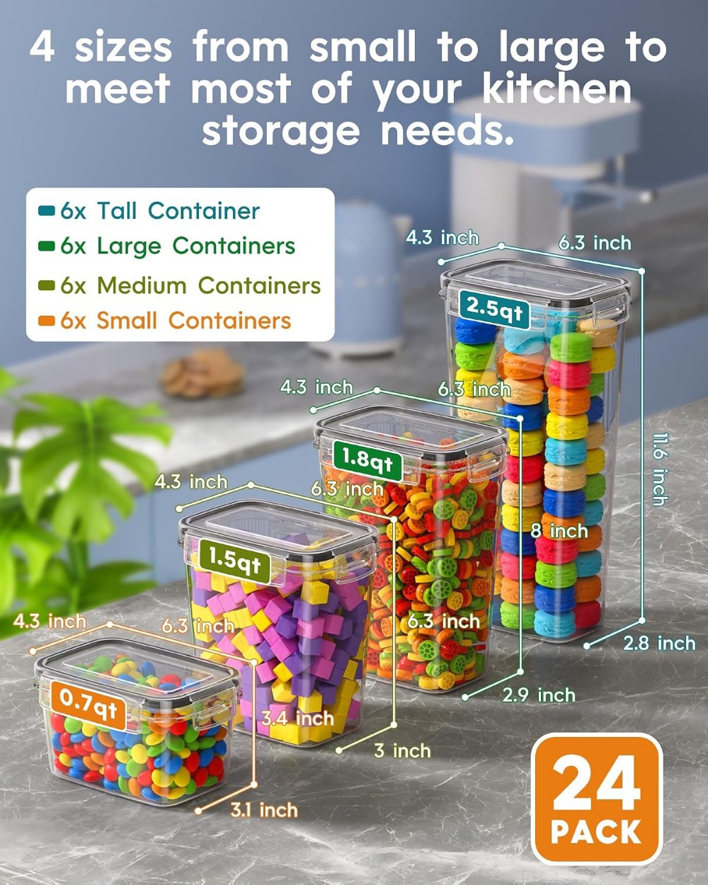 24 Stück Luftdichte Lebensmitt – Food Storage Plastic Bewertung und Preis