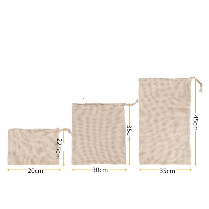 3 Stück/Set Baumwoll-Netz-Gemü – Produce Bag Reusable Mesh Bewertung und Preis