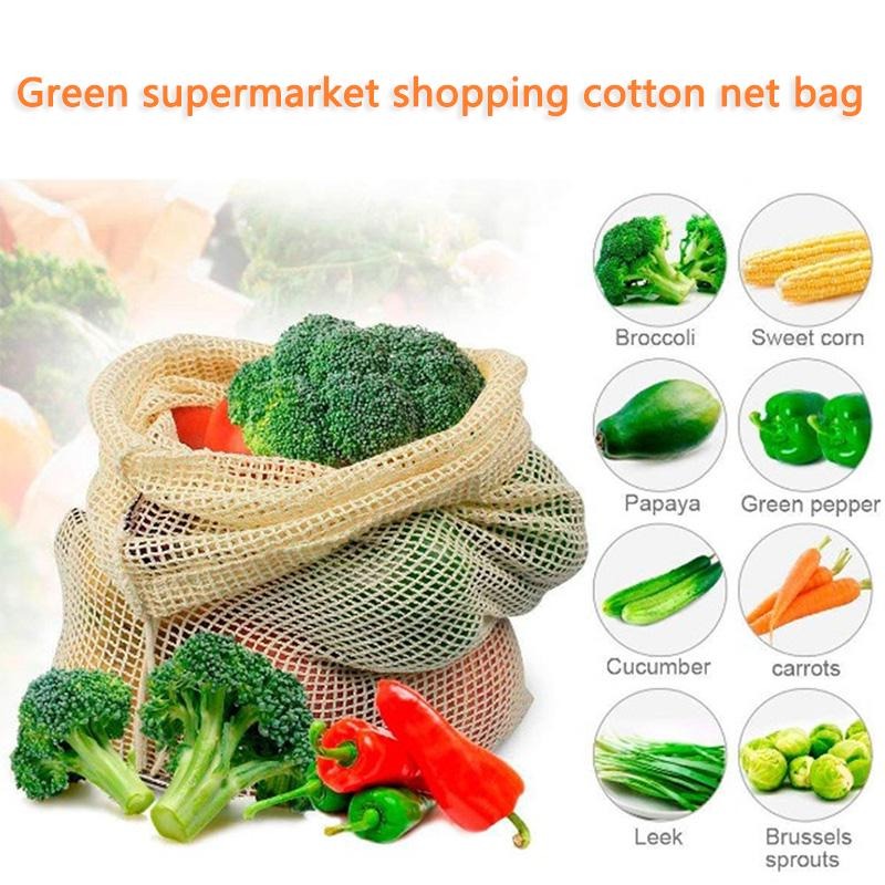 3 Stück/Set Baumwoll-Netz-Gemü – Produce Bag Reusable Mesh Bewertung und Preis